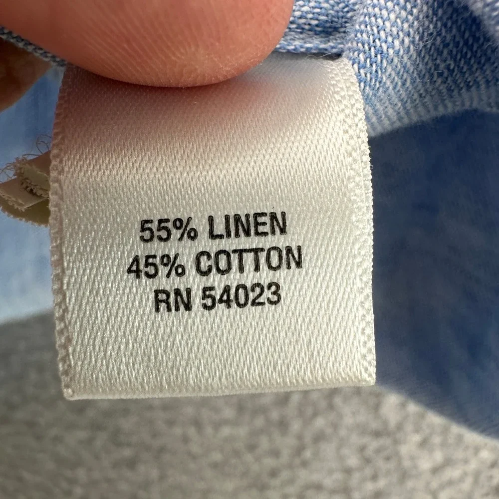 Banana Republic Shirt Mens Small Blue Button Down Linen Cotton Long Sleeve - Picture 8 of 10